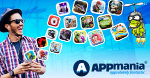 appmania banner showing a guy and mobile phone android